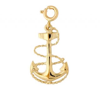 14K Yellow Gold Ships Anchor Charm —