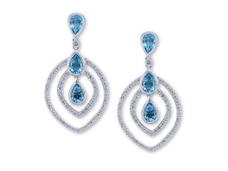 14K White Gold Diamond and Blue Topaz Earrings