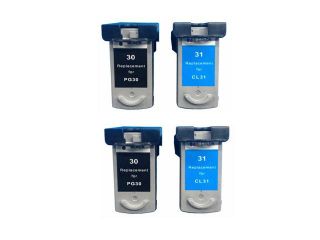 Superb Choice® Remanufactured ink Cartridge for Canon PG 30 (2 Black) and CL 31 (2 Color)s for Canon PIXMA iP 1800 iP 2600 MP 140 MP 210 MP 470 MX 310 MX 300 MP 190 Printers