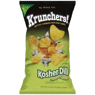 Krunchers! Kettle Cooked Kosher Dill Potato Chips 8 OZ BAG   Food