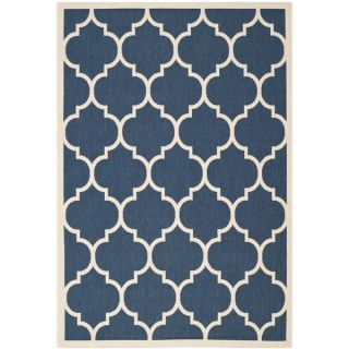 Safavieh Indoor/Outdoor Courtyard Dhurrie Style Navy/Beige Rug (4 x 5