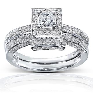 Annello 14k Gold 1ct TDW Princess cut Diamond Bridal Ring Set (H I, I1