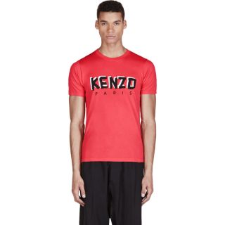 Kenzo Coral Red Logo Graphic T Shirt