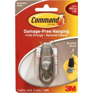 Command Small Forever Classic Hook, Brushed Nickel, 1 Hook, 2 Strips, FC11 BN