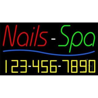 Sign Store N100 3209 outdoor Red Nails Spa With Phone Number Outdoor Neon Sign, 37 x 20 x 3. 5 inch