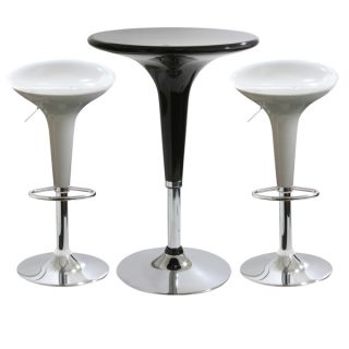 AmeriHome White/ Black 3 piece Modern Adjustable height Bar Set