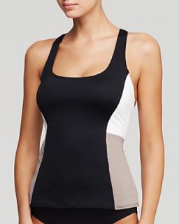 DKNY Solid Block Colorblock Tankini Top