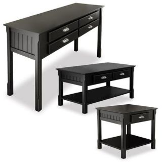 Timber 3 Piece Coffee, Console and End Tables Value Bundle, Black