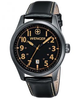 Wenger Mens Swiss Terragraph Brown Leather Strap Watch 43mm 0541.105