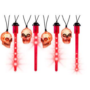 Gemmy Halloween Set 8 Red LED Blood Drip Lights with Skulls   Seasonal