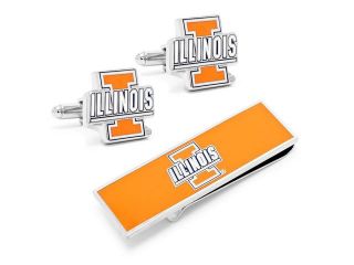 Illinois Fighting Illini Cufflinks and Money Clip Gift Set