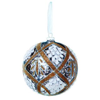 Sage & Co 5 inch Vintage Patterned Beaded Glass Ball Christmas