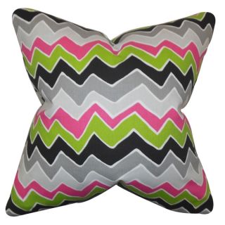 Achsah Zigzag Green Gray Feather Filled 18 inch Throw Pillow