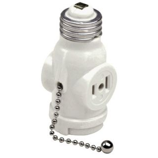 Leviton 2 Outlet Lamp Socket and Pull Chain