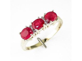 14K Gold Diamond and Three Stone Ruby Ring Size 7
