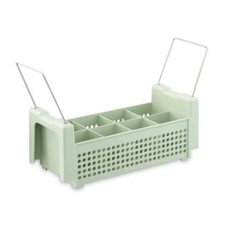 Vollrath 52641 Flatware Basket with Handle   8 Compartment, Green