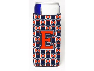 Letter E Football Orange, Blue and white Ultra Beverage Insulators for slim cans CJ1066 EMUK