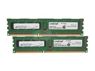 Crucial 4GB (2 x 2GB) 240 Pin DDR3 SDRAM DDR3 1333 (PC3 10600) Dual Channel Kit Desktop Memory Model CT2KIT25664BA1339