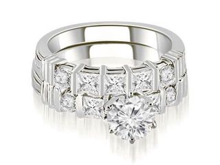 1.59 cttw. Princess And Round Cut Diamond Bridal Set in Platinum