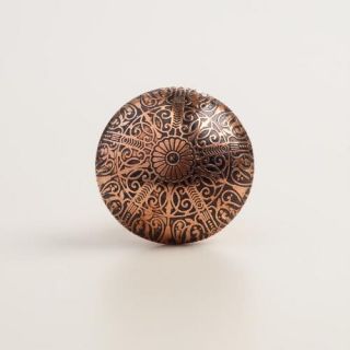 Copper Engraved Metal Knobs, Set of 2
