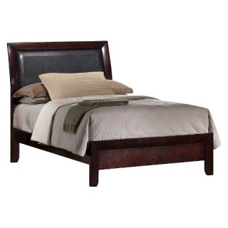 Claire Rich Espresso Twin Bed with PU Sleigh Headboard