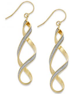 Glitter Twist Drop Earrings in 14k Gold   Earrings   Jewelry & Watches