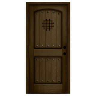 Steves & Sons 32 in. x 80 in. Rustic 2 Panel Speakeasy Stained Mahogany Wood Prehung Front Door M2250S2 HY MJ 4RO
