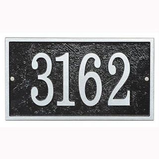Whitehall Fast & Easy Rectangle House Numbers Plaque Black/Silver