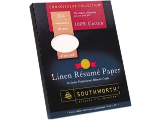 Southworth RD18ACFLN 100% Cotton Linen Résumé Paper, 32 lbs., 8 1/2 x 11, Almond, 100/Box
