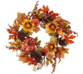 28 Glitzy Sunflower and Pumpkin Deluxe Wreath —