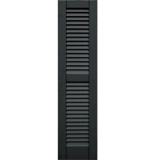 Wood Composite 12 in. x 49 in. Louvered Shutters Pair #632 Black 41249632