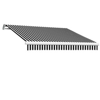 Awntech 168 in Wide x 120 in Projection Black/White Stripe Slope Patio Retractable Remote Control Awning