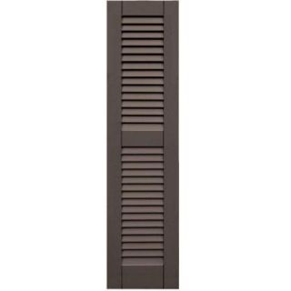 Winworks Wood Composite 12 in. x 48 in. Louvered Shutters Pair #641 Walnut 41248641