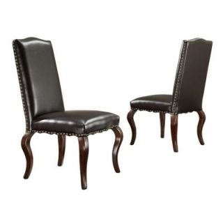 HomeSullivan Belvidere Cabriole Leg Bonded Leather Dining Chair in Dark Brown (Set of 2) 40E555C812W2PC