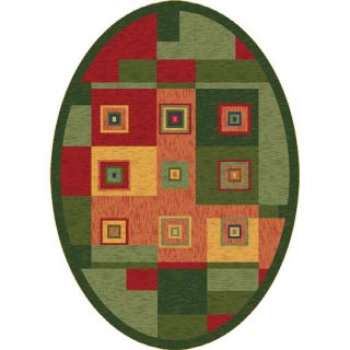 Milliken Bloques Oval Red Geometric Tufted Area Rug (Common: 4 ft x 6 ft; Actual: 3.83 ft x 5.33 ft)