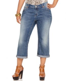 Seven7 Jeans Plus Size Jeans, Cuffed Cropped, Blue Wash   Shorts