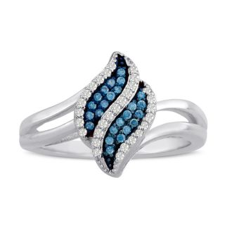 Sterling Silver 1/6ct TDW Blue and White Diamond Ring (H I, I1 I2