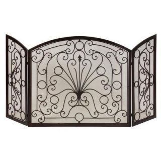 Filament Design Lenor 32.5 in. Black Wrought Iron Fireplace Screen CLI FLW10521