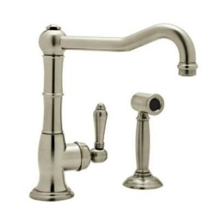 Rohl Country Single Handle Standard Kitchen Faucet with Side Sprayer in Satin Nickel A3650LMWSSTN 2