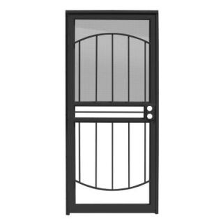 Unique Home Designs 32 in. x 80 in. Arbor Black Recessed Mount All Season Security Door with Insect Screen and Glass inserts IDR0300032BLK