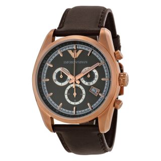Emporio Armani Mens AR6005 Sportivo Chronograph Brown Leather Watch