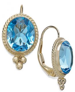 Blue Topaz Leverback Earrings in 14k Gold (6 1/2 ct. t.w.)   Earrings