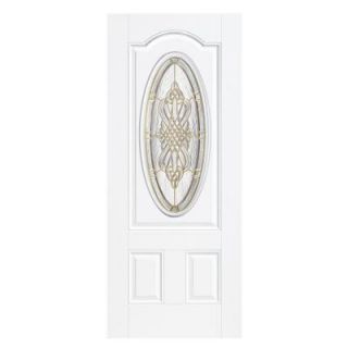 Masonite 36 in. x 80 in. New Haven 3/4 Oval Lite Primed Steel Prehung Front Door with No Brickmold 14483