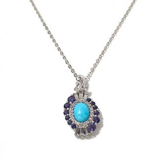 Victoria Wieck Turqoise, Topaz and Iolite Sterling Silver Pendant with 18" Chai   8091311