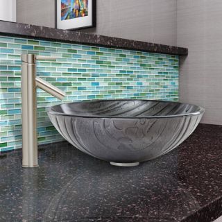 Interspace Glass Vessel Bathroom Sink and Dior Faucet Set