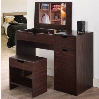 Furniture of America Laurel Multi Storage Vanity Table with Mirror and