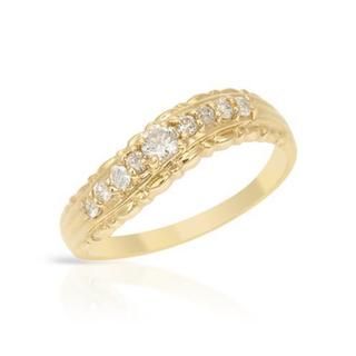 Solitaire Plus Ring with 0.26 ct TW. Diamonds in 18K Yellow Gold