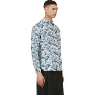 Nanamica Blue & Grey Camo Nautical Wind Shirt