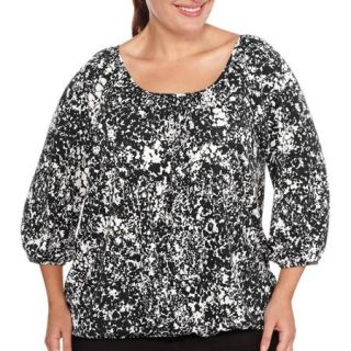 Faded Glory Plus Size Scoop Neck 3/4 Sleeve Top