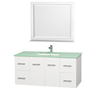 Centra White/ Green Glass 48 inch Single Bathroom Vanity Set